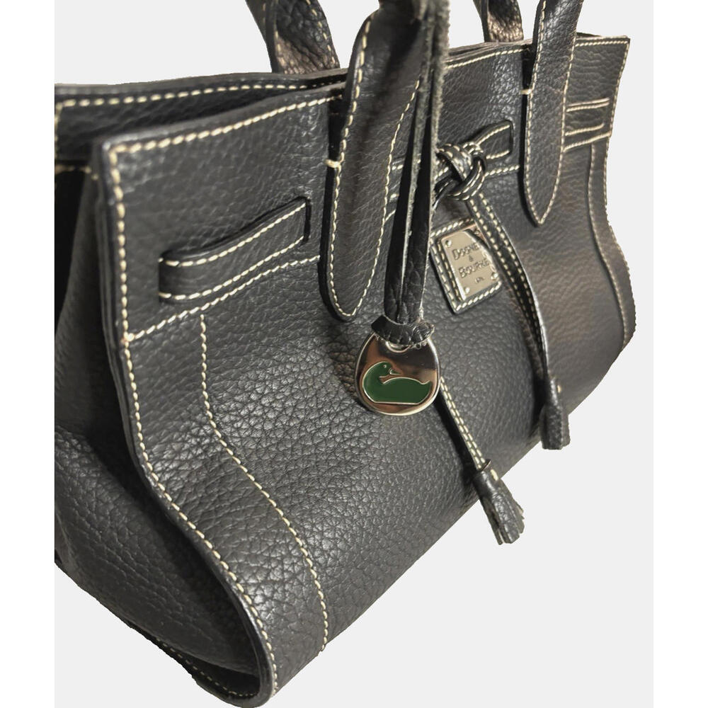 Dooney & Bourke East West Tassel Tote Purse Black Pebbled Leather EUC - Picture 3 of 6